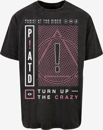 F4NT4STIC Shirt 'Panic At The Disco Turn Up The Crazy' in Zwart: voorkant