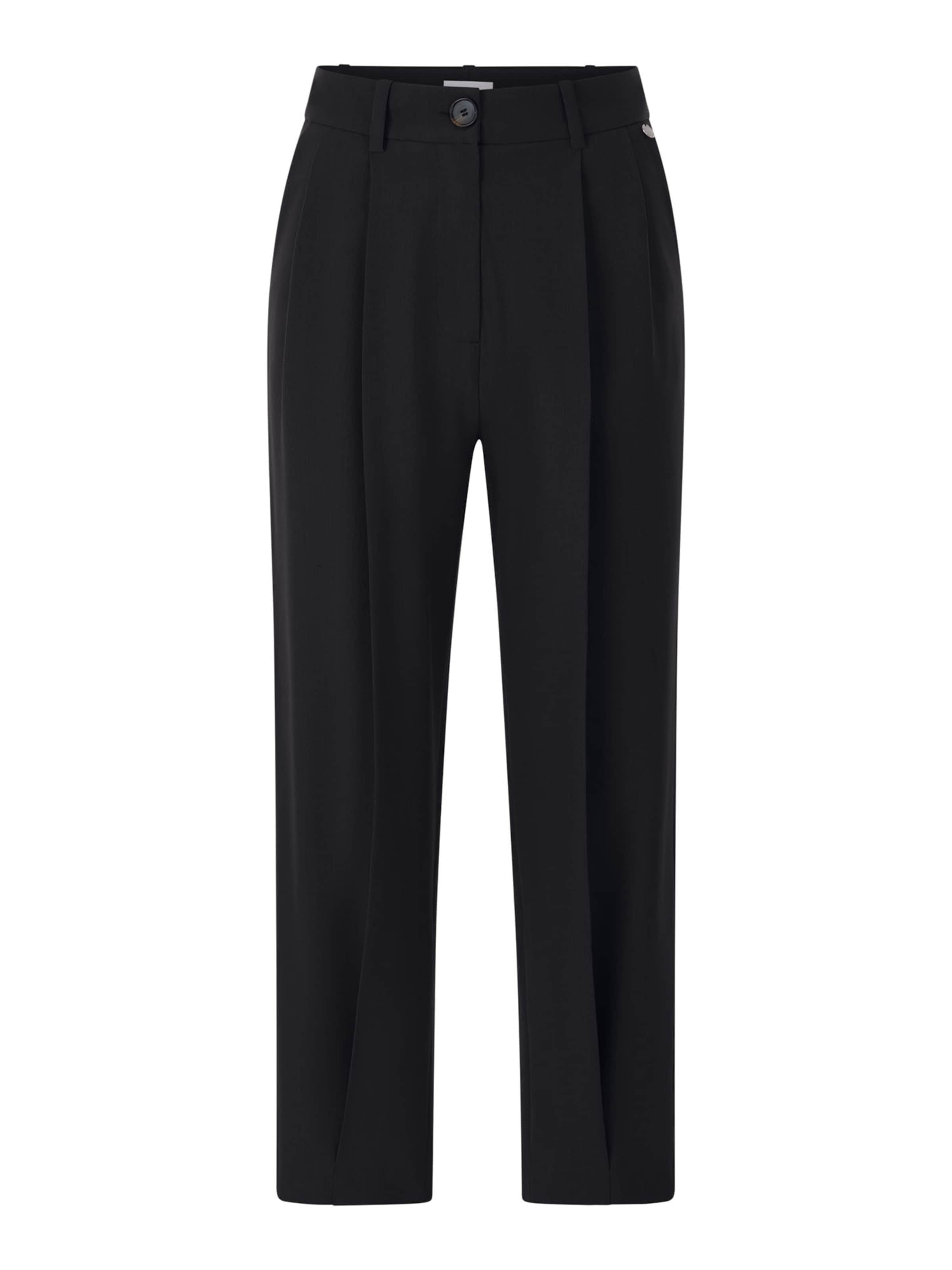 Rich & Royal Ozke Hlače na rob | črna barva: sprednja stran