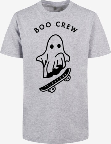 F4NT4STIC Shirt 'Boo Crew Halloween' in Grijs: voorkant