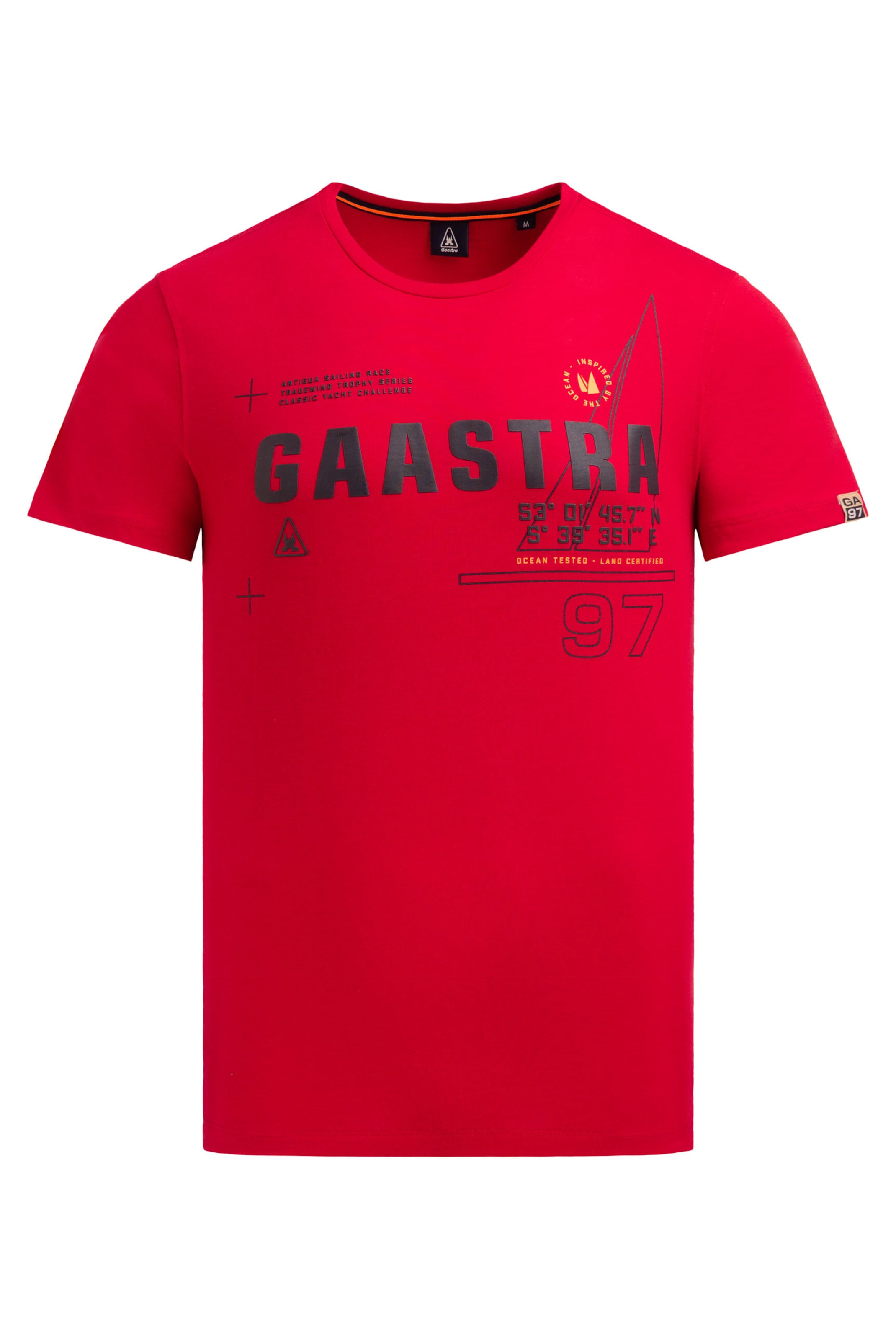 Gaastra T-Shirt Rundhals mit Rubber Logo Artwork in Rot: Vorderseite