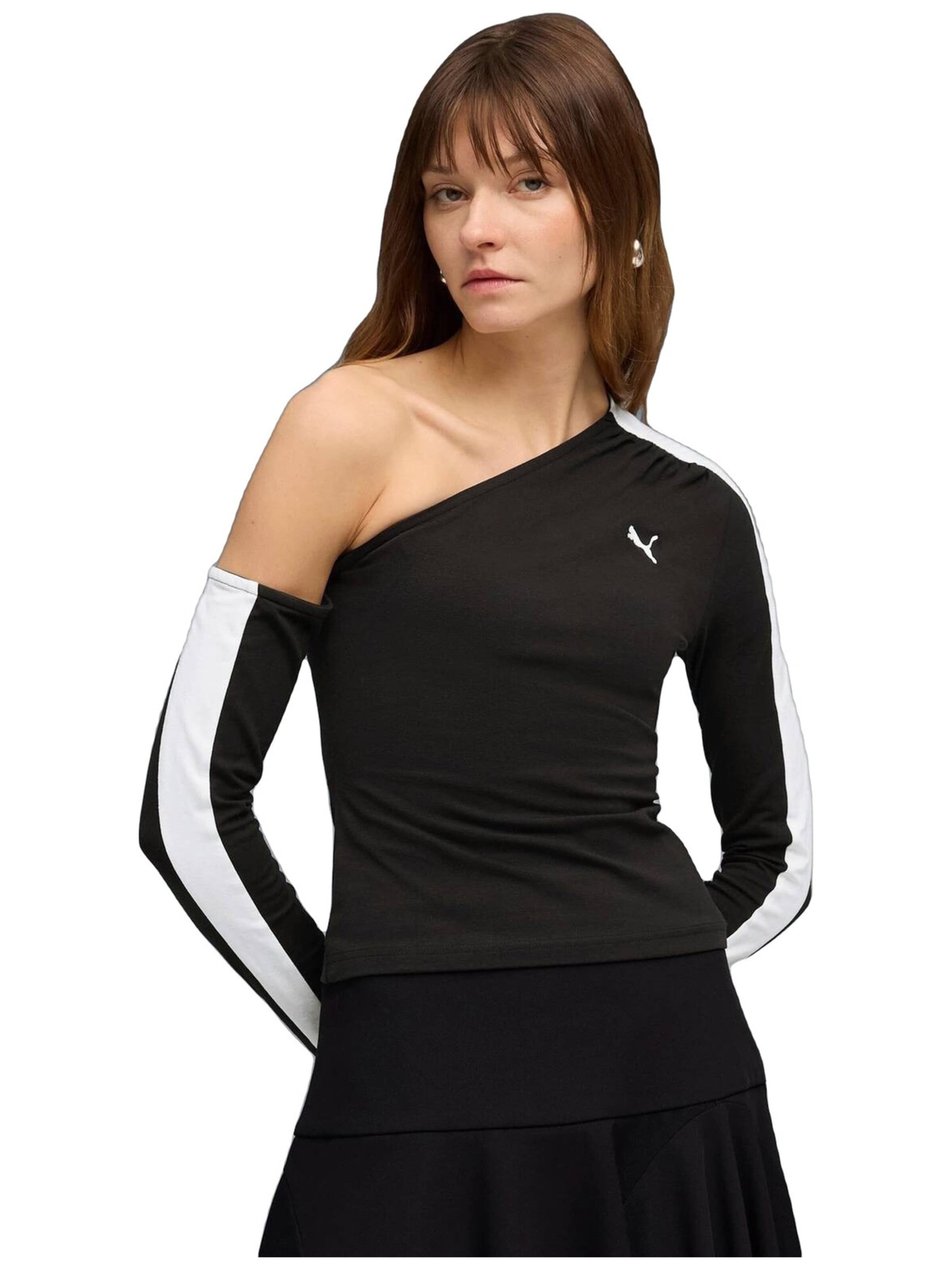 PUMA Blouse 'Puma T7 Asymmetric Longsleeve' in Zwart