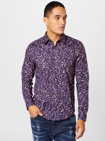 HUGO Regular fit Button Up Shirt 'Ermo' in Purple: front