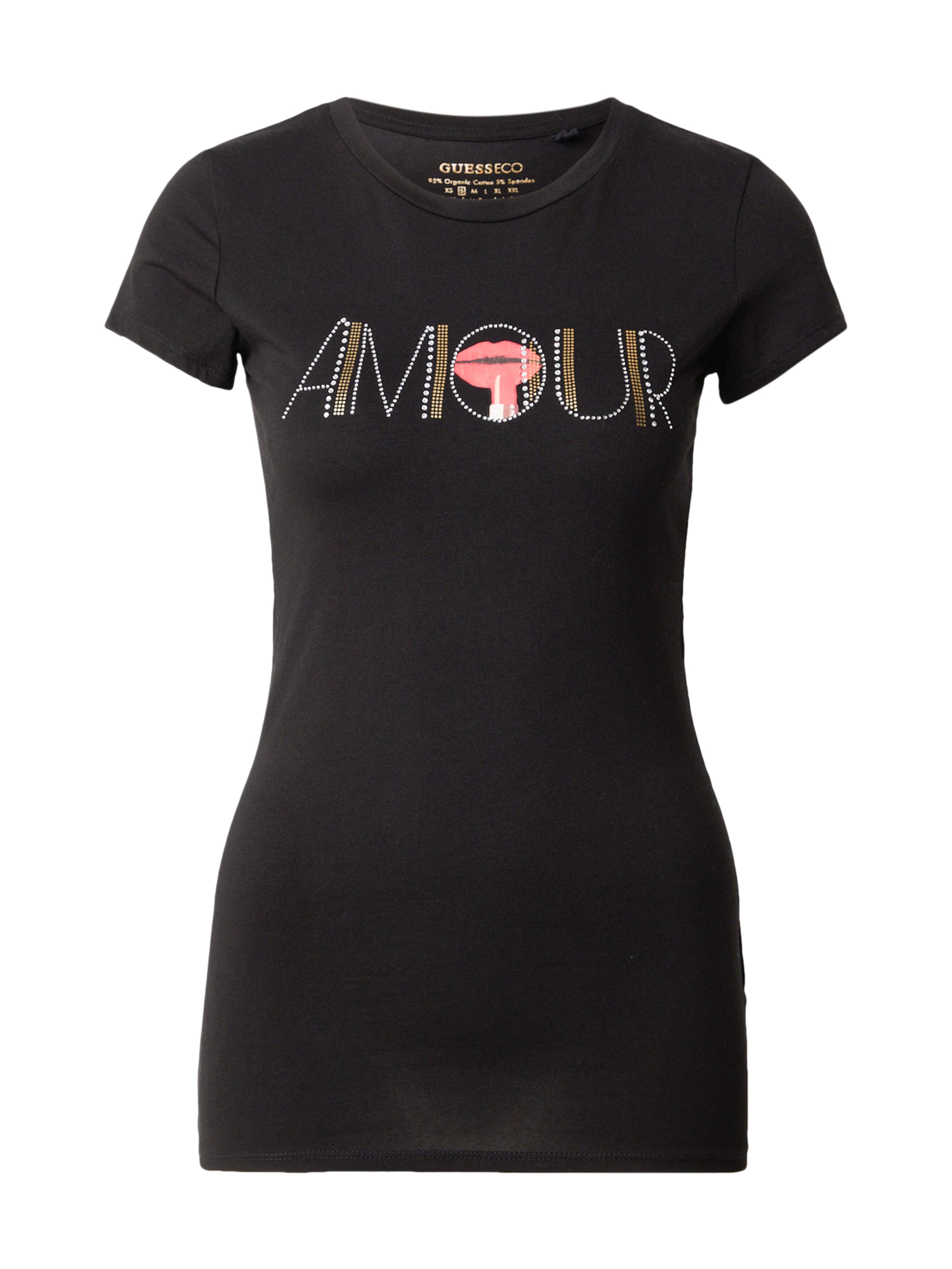 T-shirt 'AMOUR' GUESS en noir : devant