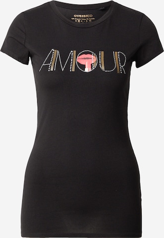 GUESS Тениска 'AMOUR' в черно: отпред