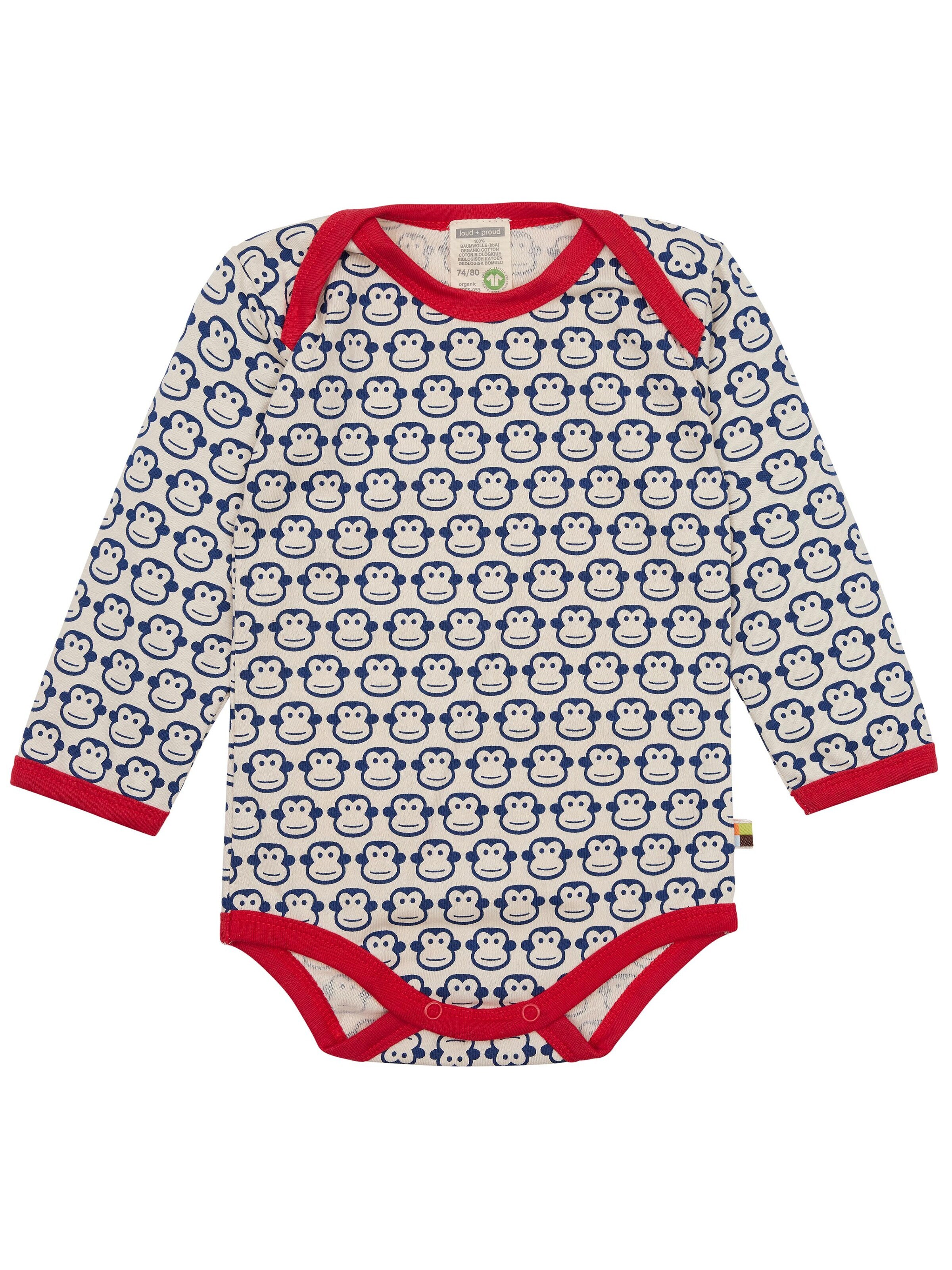 loud + proud Romper/Bodysuit 'Affen' in Blue: front