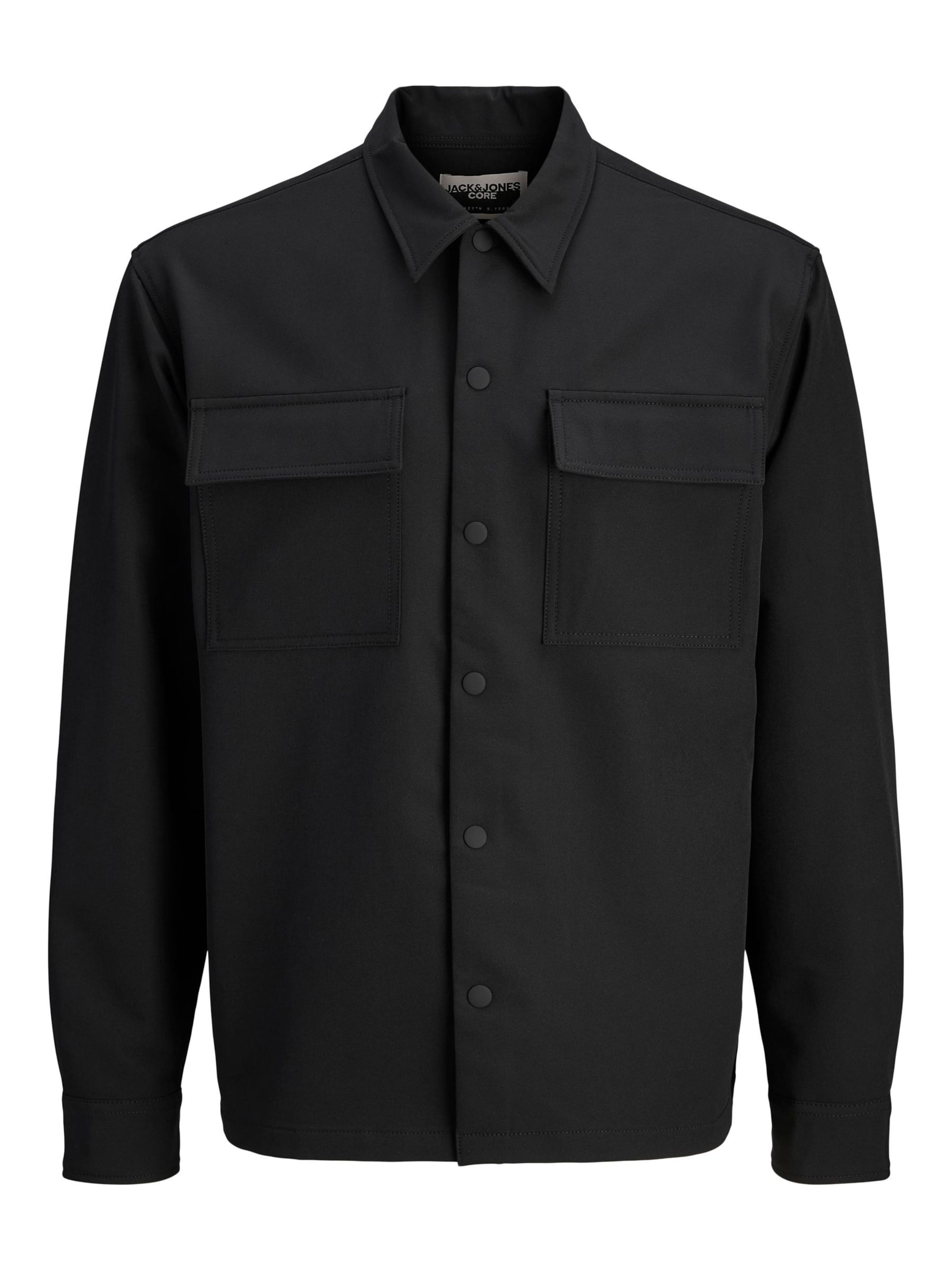 JACK & JONES Button Up Shirt in Black: front