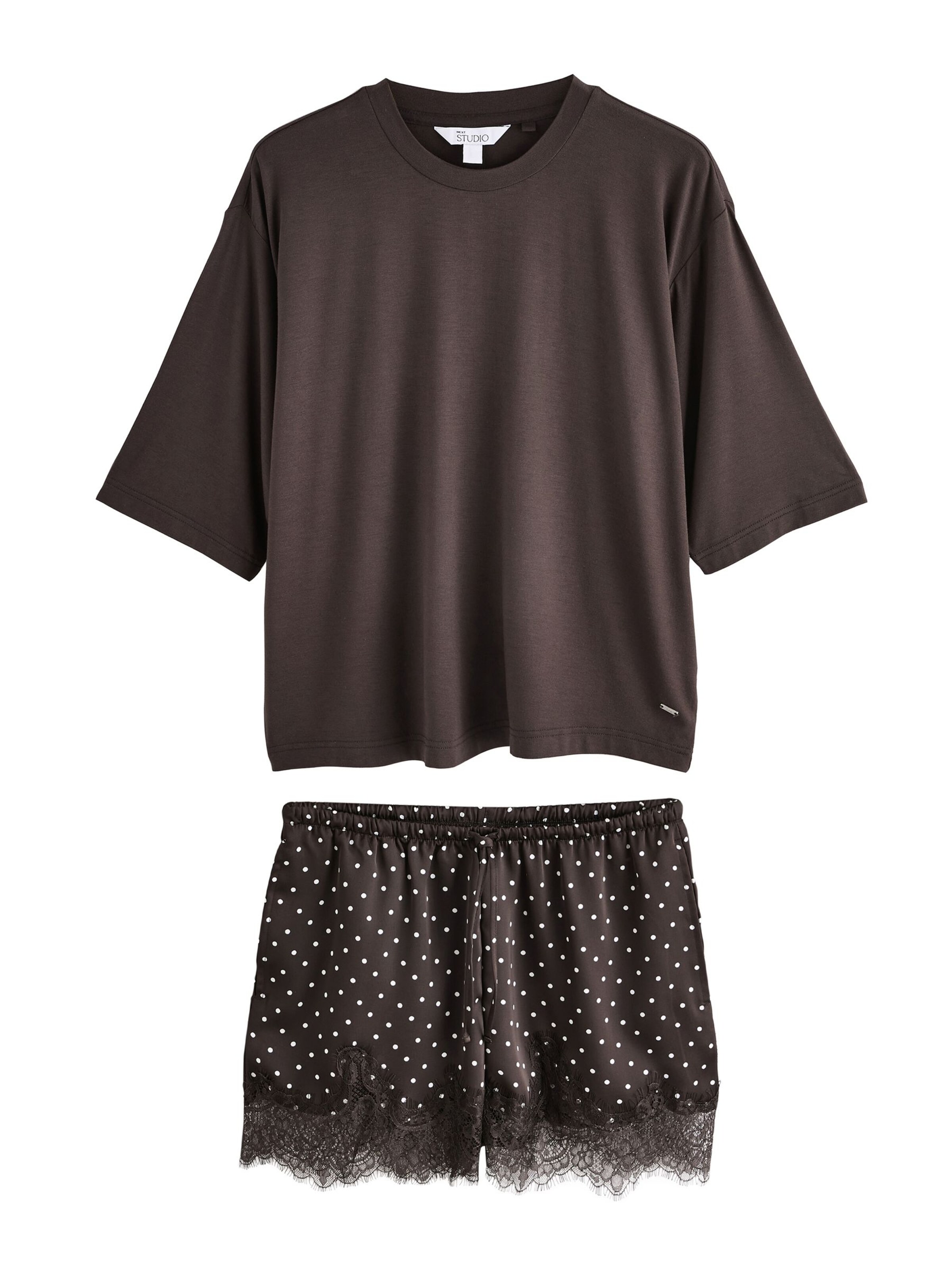 Next Pyjama in XS in de kleur Chocoladebruin / Wit, Productweergave