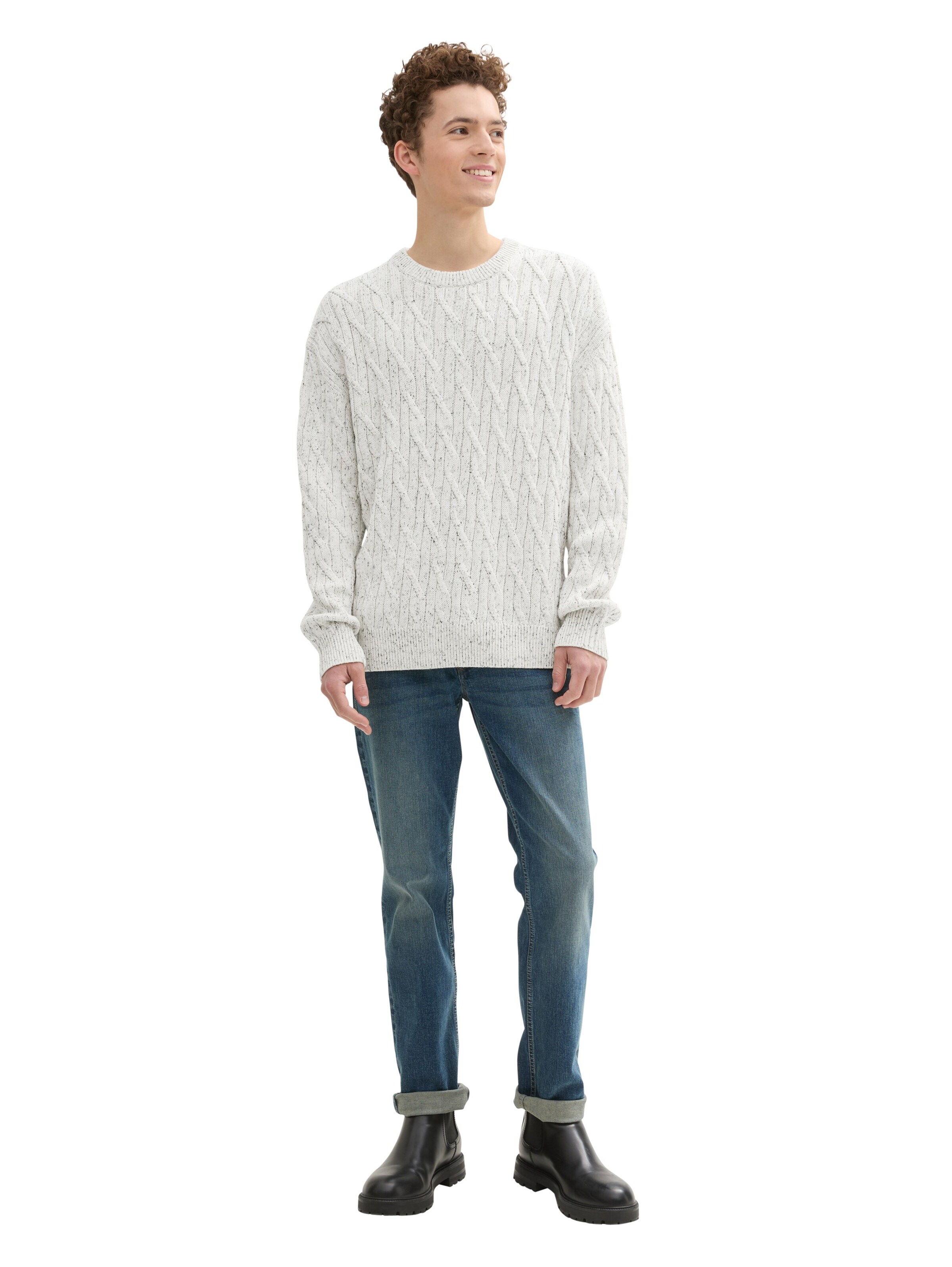 TOM TAILOR DENIM Pullover in Weiß