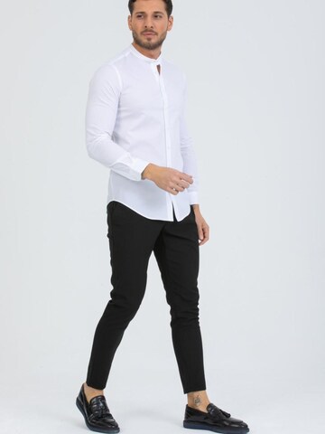 7Camicie Slim fit Zakelijk overhemd 'Caravaggio Poplin Stretch Man Shirt White' in Wit