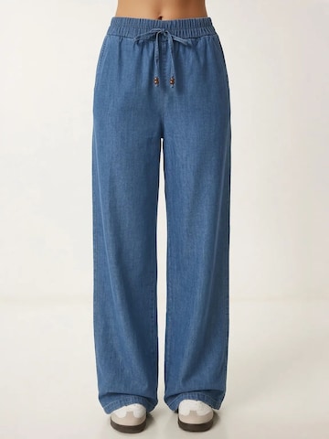 Wide Leg Pantalon Happiness İstanbul en bleu : devant
