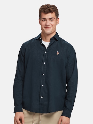 U.S. POLO ASSN. Regular Fit Hemd 'Bolt' in Blau: Vorderseite