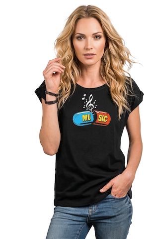 MAKAYA Shirt 'Music Pill' in Black: front
