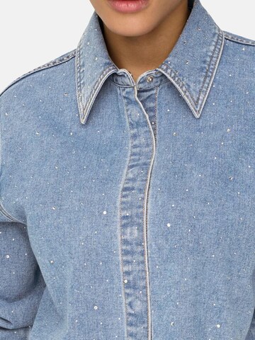 ONLY Shirt 'ONLY ONLMAGGIEMAY L/S RHINEST DNM SHIRT CAMICIA JEANS' in Blue