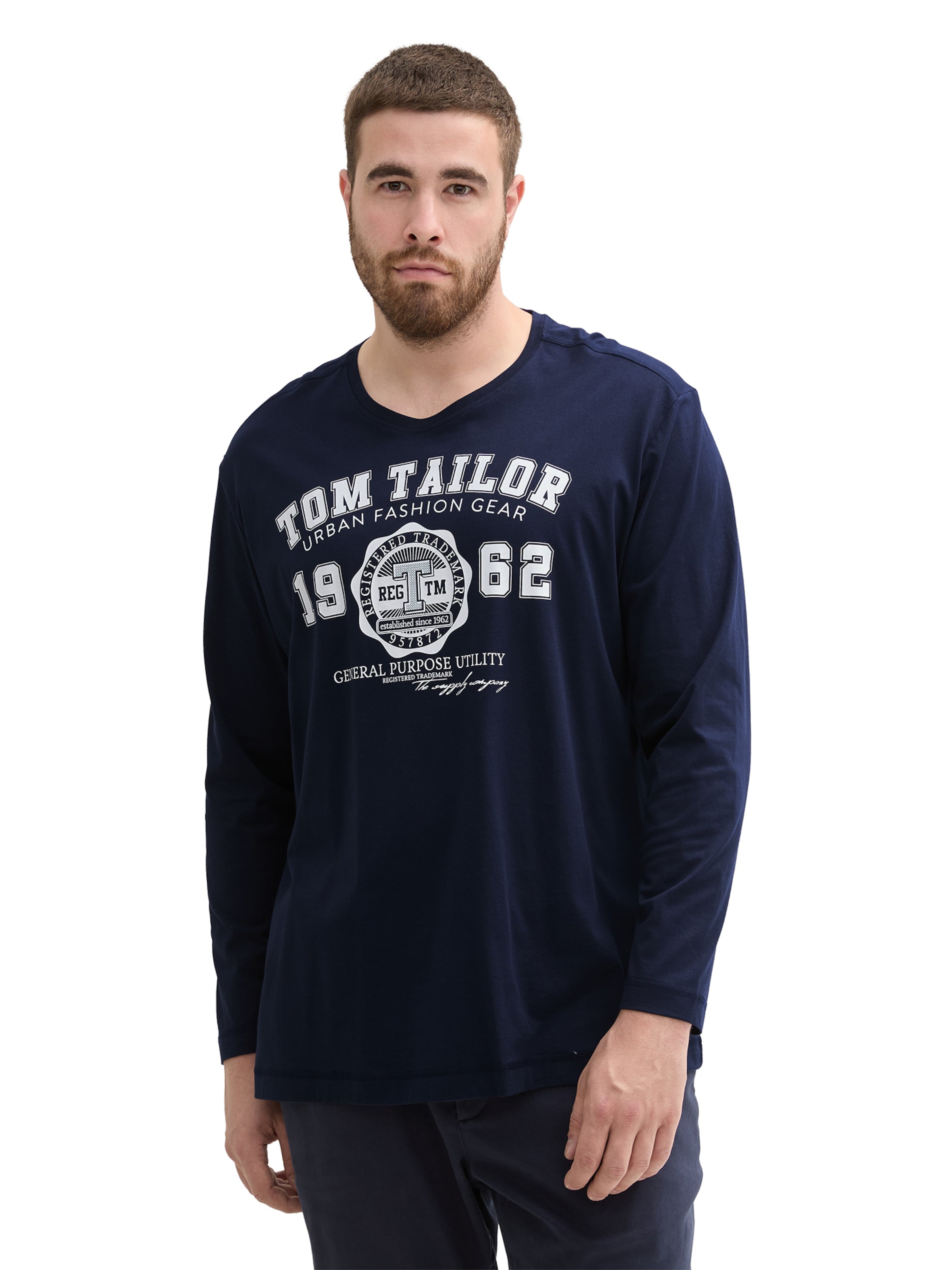 TOM TAILOR Men + Tričko – modrá: přední strana