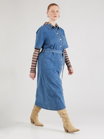 ONLY Carmakoma - Vestido camisero 'LANA GUA' en azul: frente