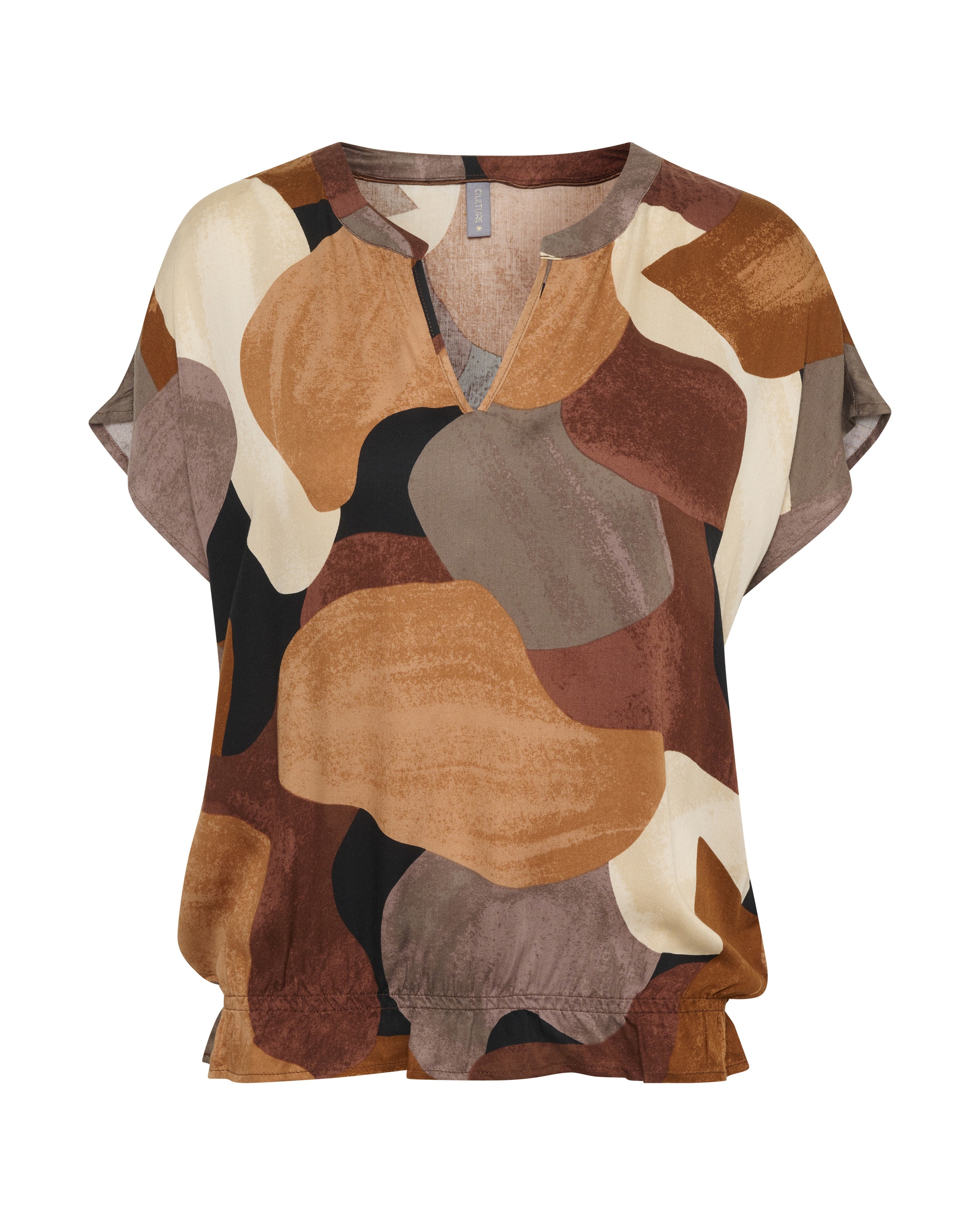 CULTURE Bluse 'CU Dana' i creme / brun / karamel / choko, Produktvisning