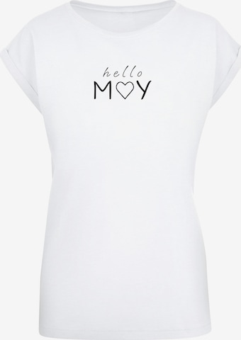 Merchcode Shirt 'Spring - Hello May' in Wit: voorkant