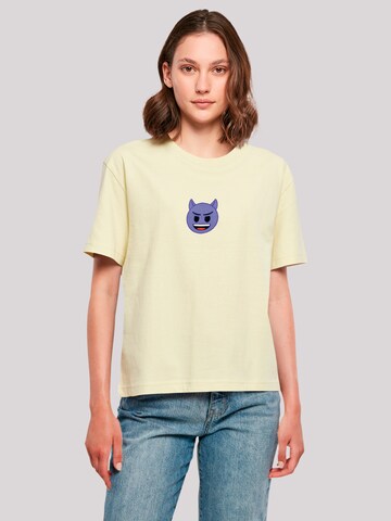 T-shirt 'Evil smiling furry purple face' emoji couture en jaune : devant