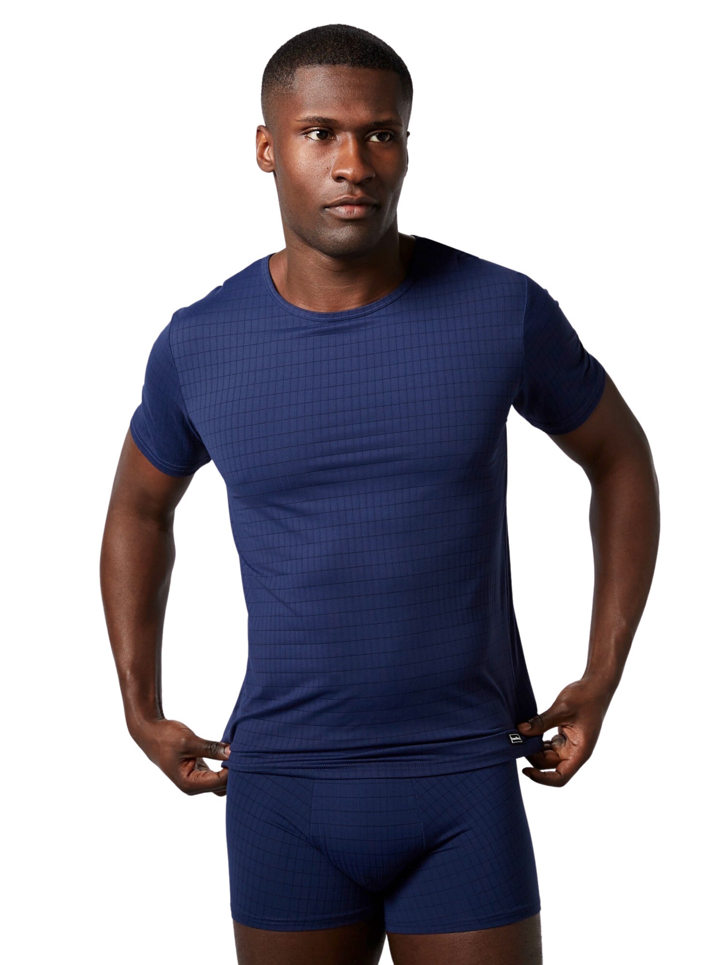 T-Shirt 'Check Line 2.0' Bruno Banani en bleu : devant