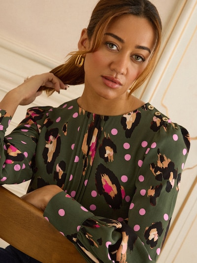 love & roses Bluse in XS in gelb / khaki / rot, Produktansicht