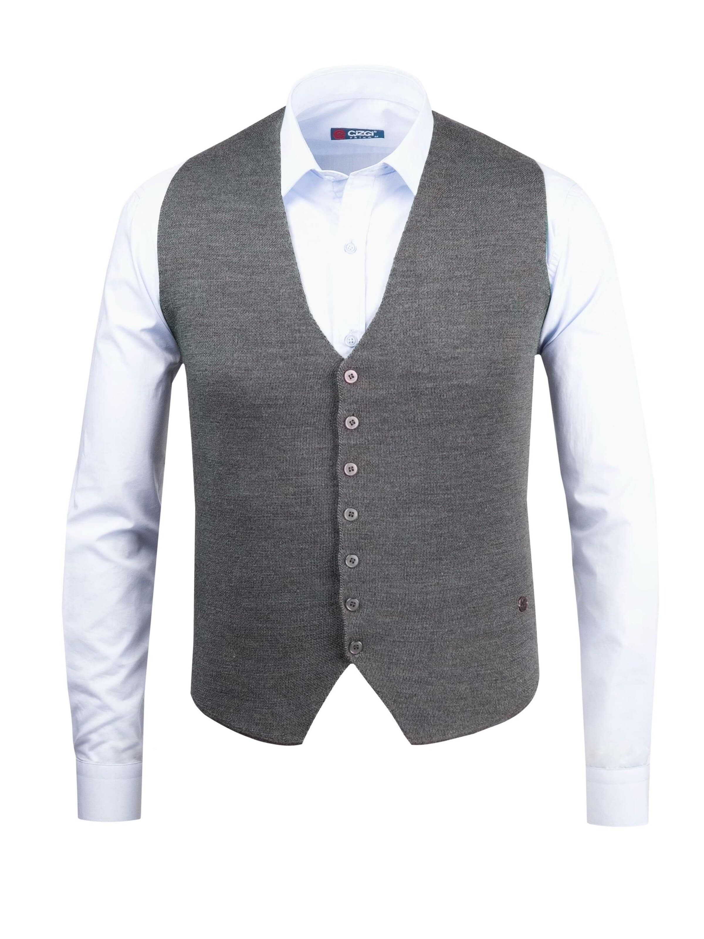Cizgi Triko Vest in Blue: front