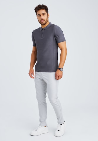 Leif Nelson T-Shirt Feinstrick Polo in Grau: predná strana