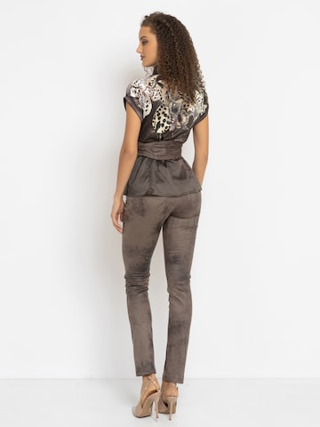 JIORO Skinny Broek in Bruin