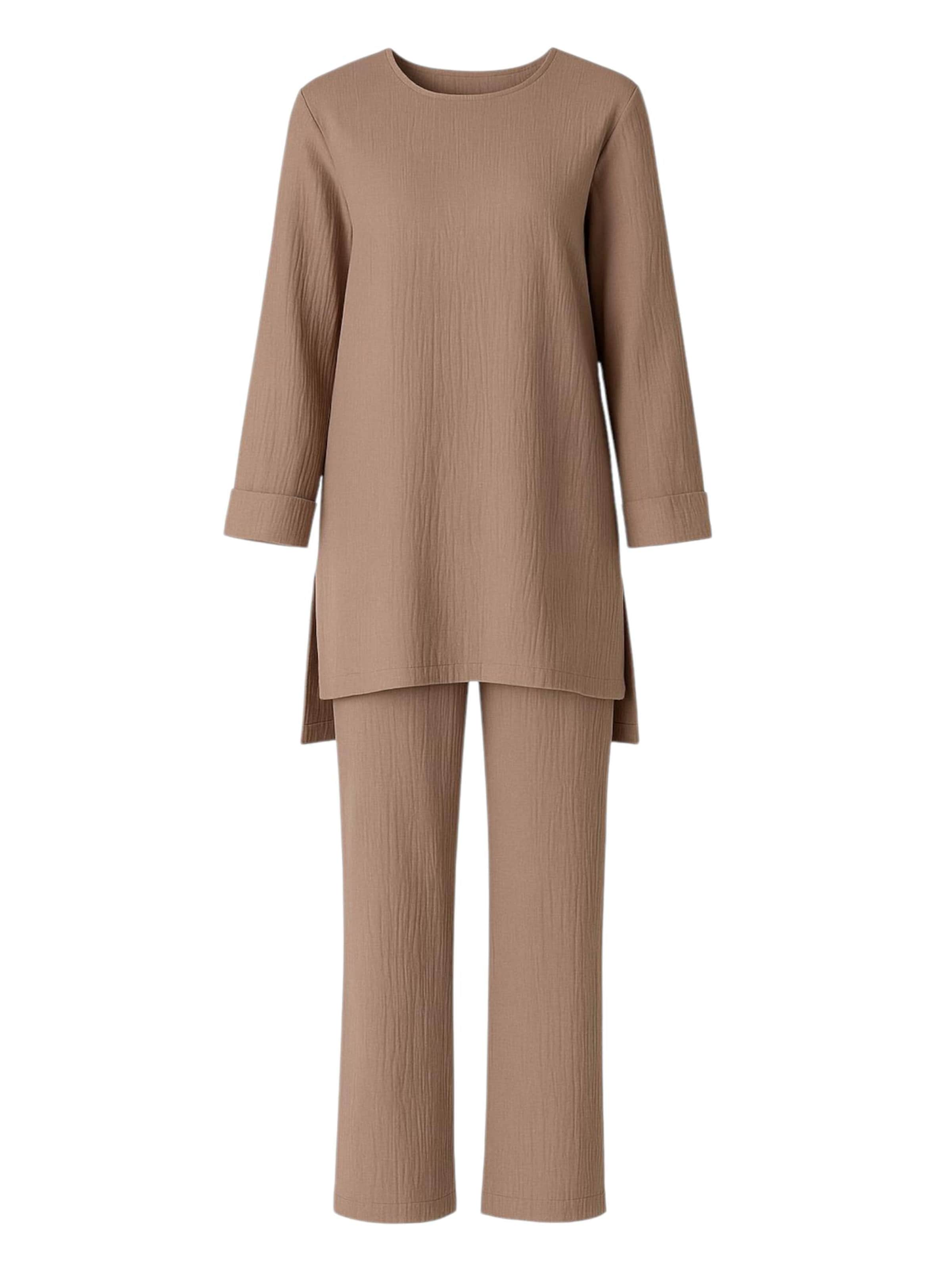 WENOR - Traje para estar en casa 'Ayda Modest' en beige: frente