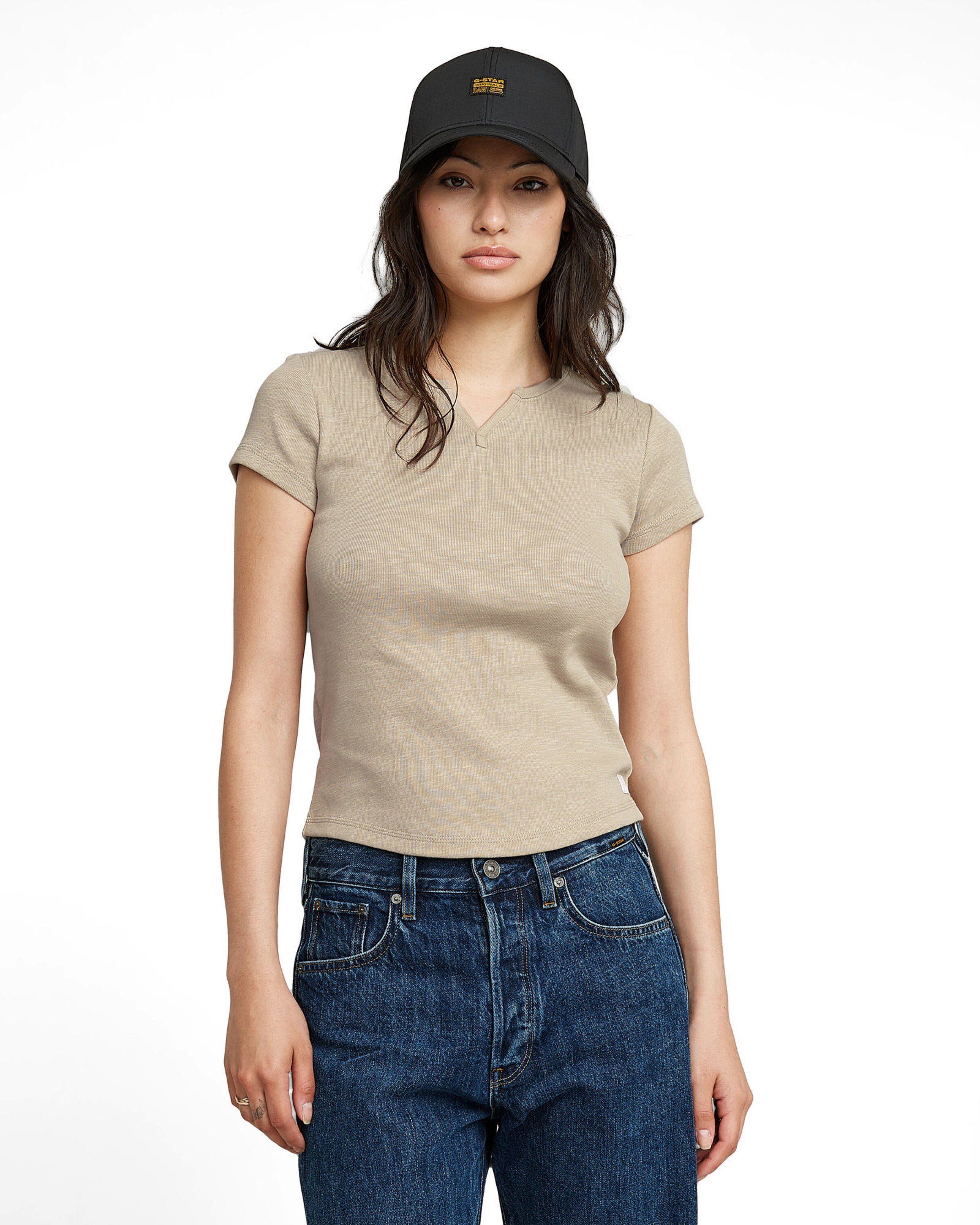 G-STAR Shirt 'Micro Placket' in Beige: front