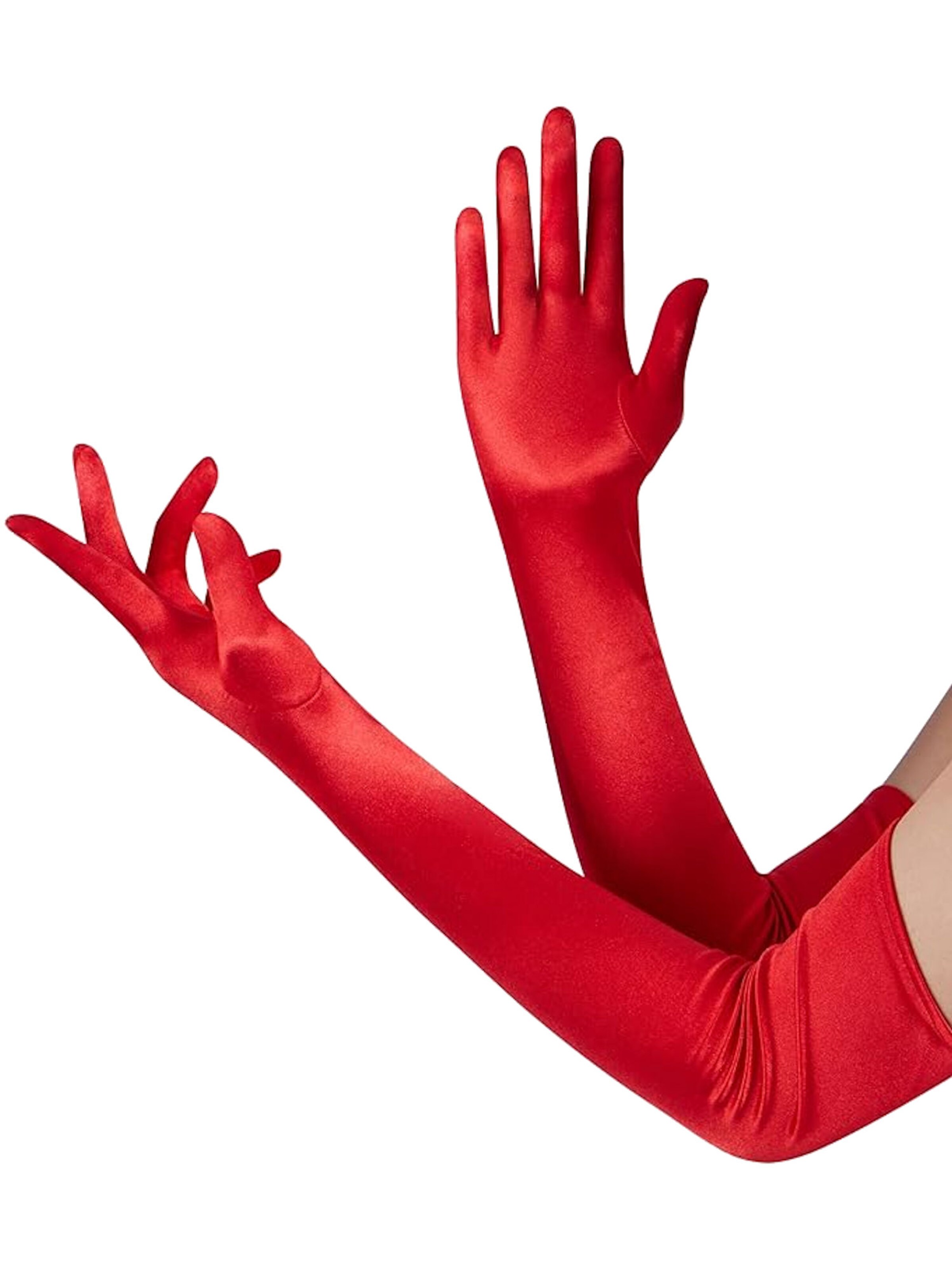 Chilirose Fingerhandschuhe 'Satin-Handschuhe CR3312' in Rot: Vorderseite