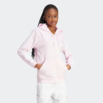 ADIDAS SPORTSWEAR Athletic Zip-Up Hoodie 'Essentials' in Pink: front