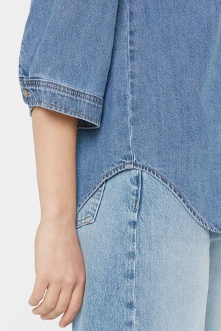 SENSES.THE LABEL Denim-Bluse BOS:TON mit voluminösem Kurzarm in Blau