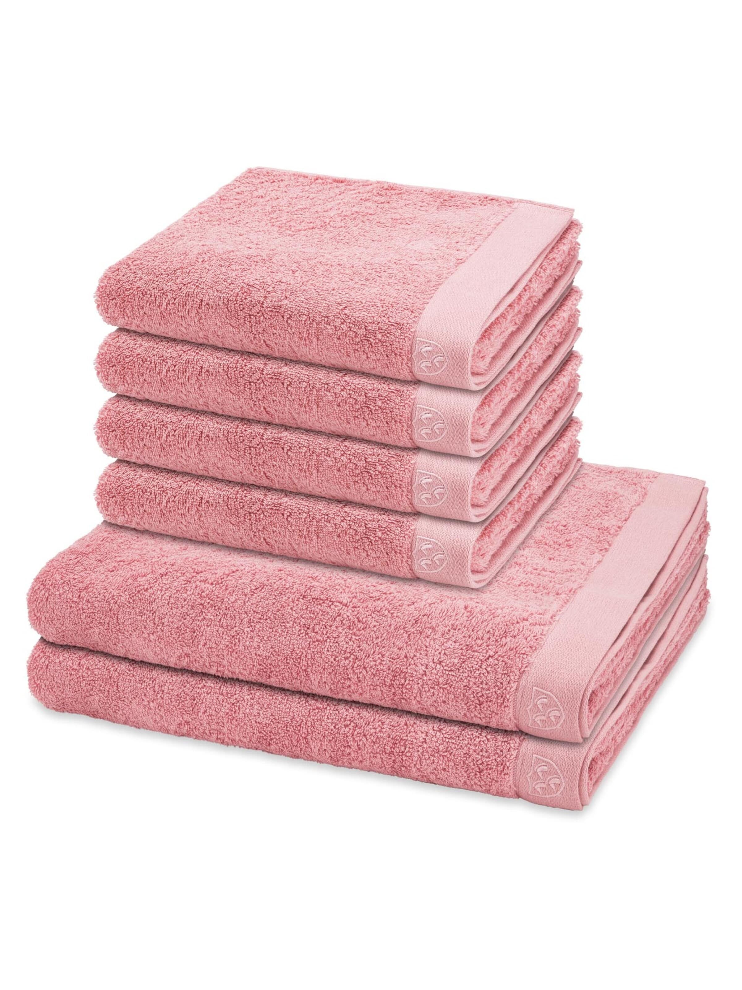 ROSS Towel 'Doubleface Stripes' in Pink: front