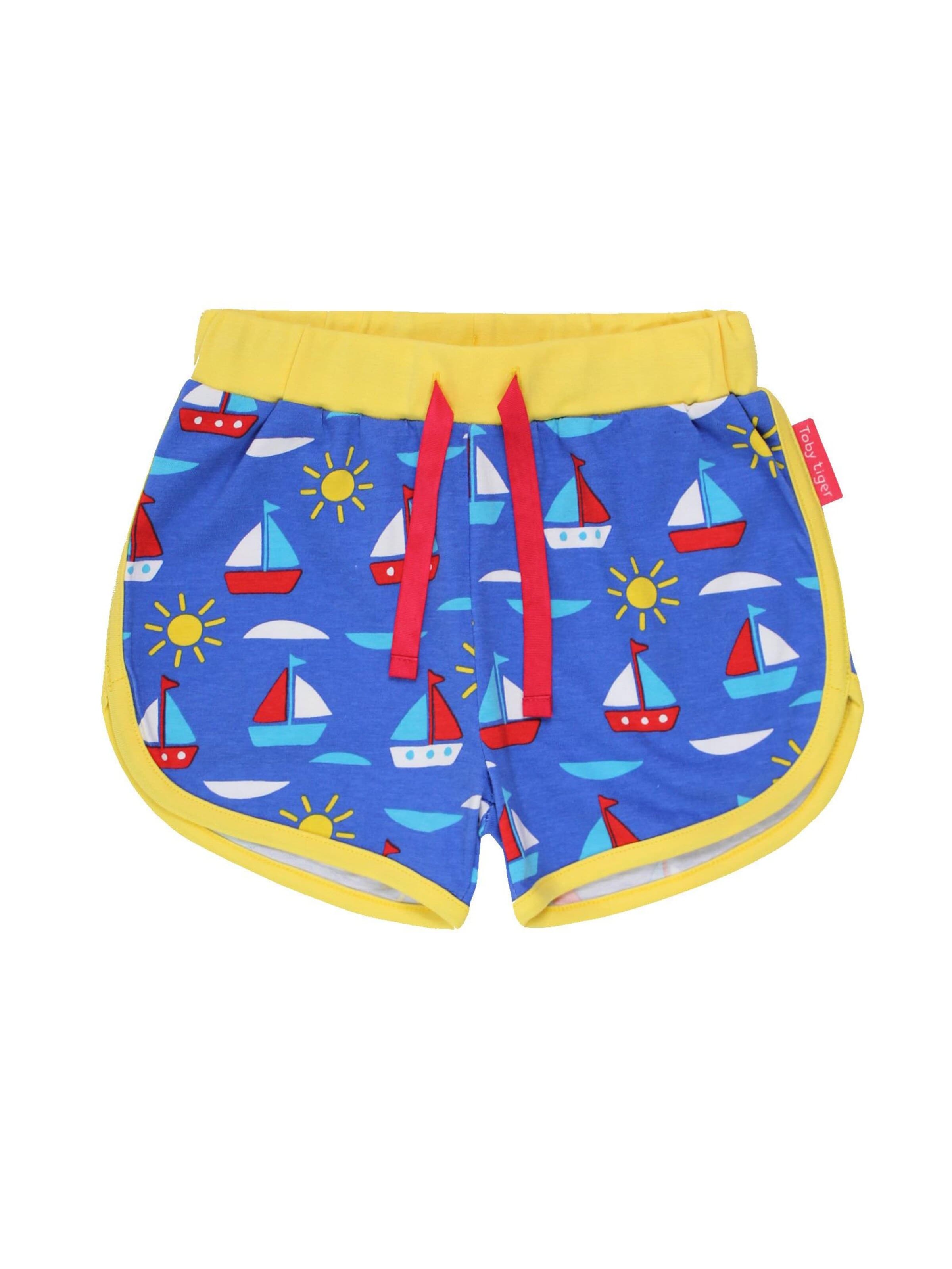 Toby Tiger Pants 'Bio-Baumwoll Kinder Shorts mit Segelboot-Druck' in 80 in Blue, Item view