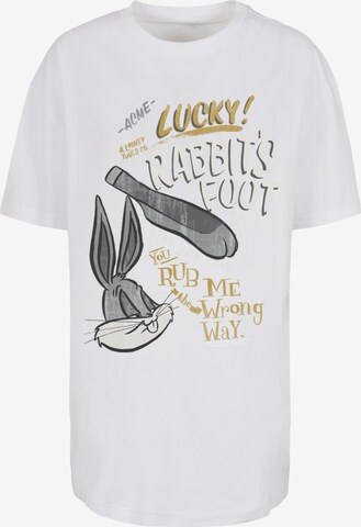 F4NT4STIC Oversized Shirt 'Looney Tunes Bugs Bunny Rub Me The Wrong Way' in White: front