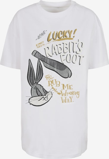 F4NT4STIC T-shirt oversize 'Looney Tunes Bugs Bunny Rub Me The Wrong Way' en citron / gris / gris foncé / blanc, Vue avec produit