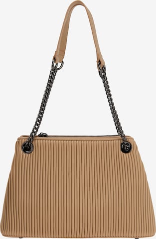 Borsa a spalla di faina in beige: frontale