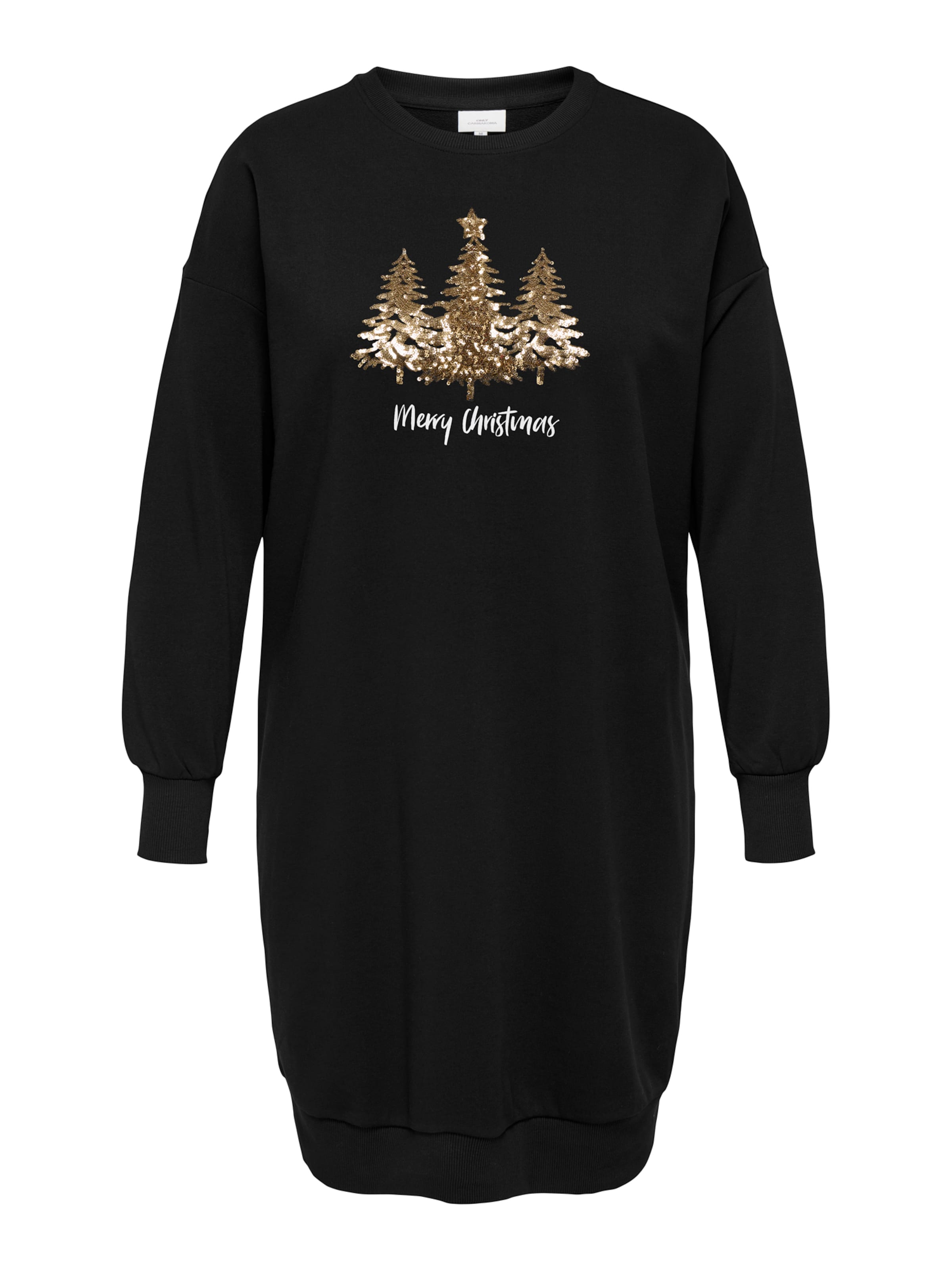 ONLY Carmakoma Mekko 'CARSANTA XMAS' värissä musta: etupuoli