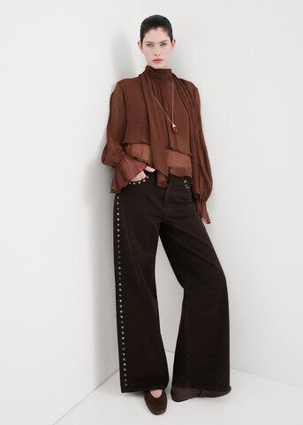MANGO Wide leg Jeans 'Studs' in Brown