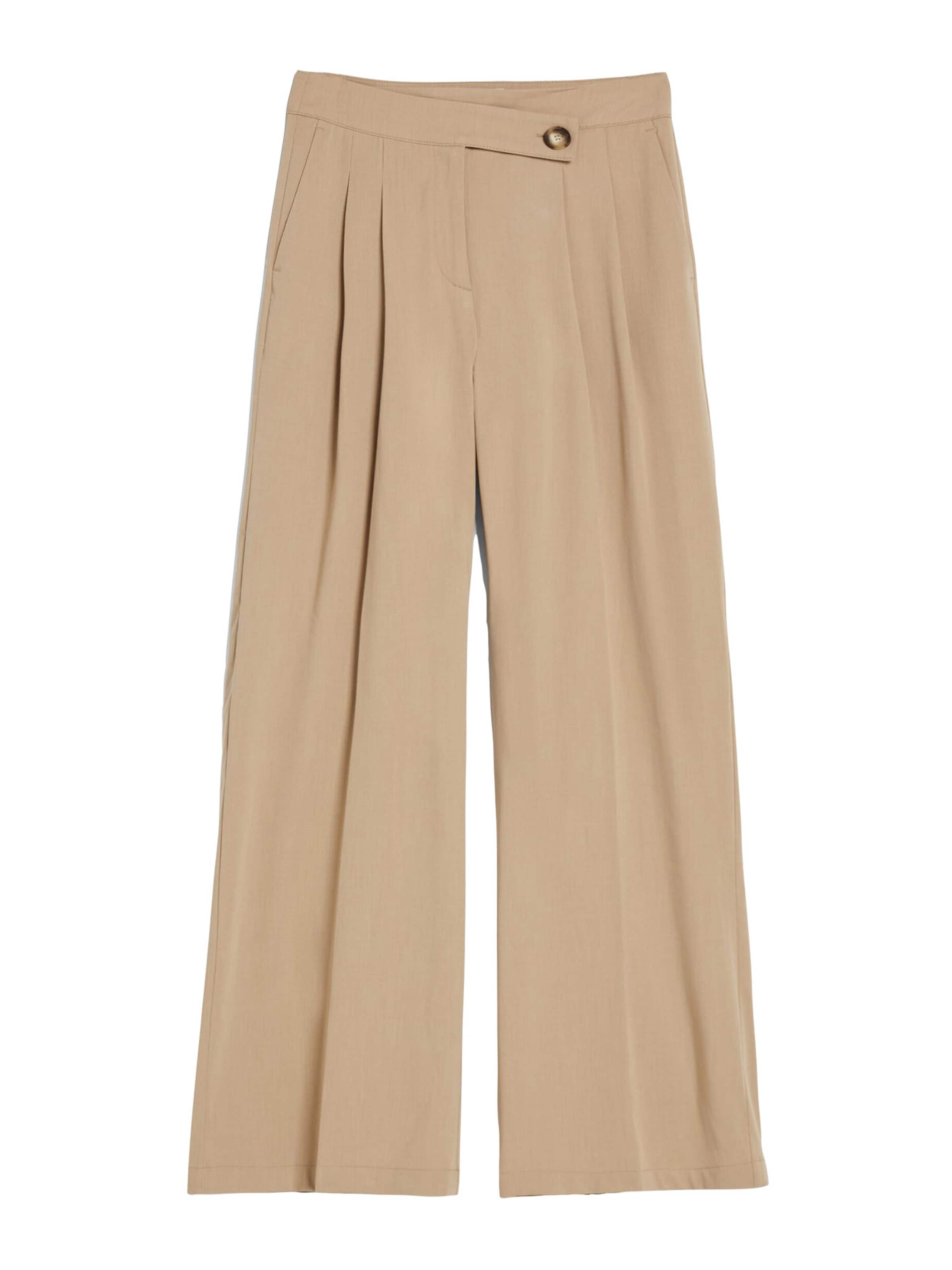Bershka Wide leg Trousers with creases in Beige: front