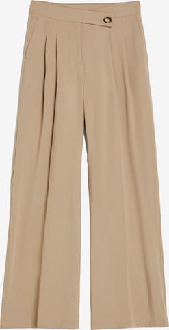 Bershka Wide leg Trousers with creases in Beige: front