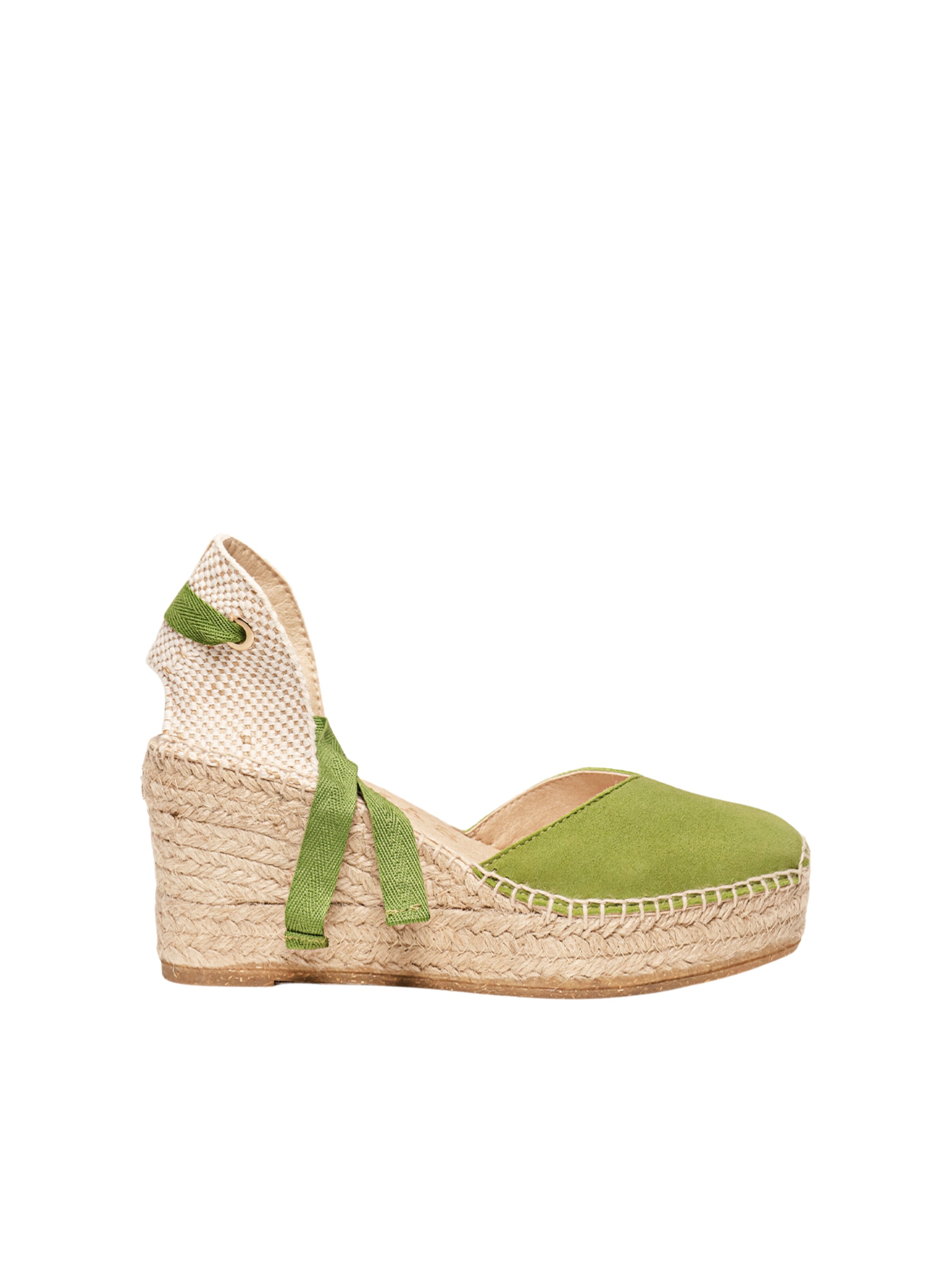 Sandalo 'Alpargata Cuña 8 cm' di Alhamas in verde: frontale
