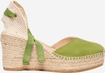 Sandalo 'Alpargata Cuña 8 cm' di Alhamas in verde: frontale