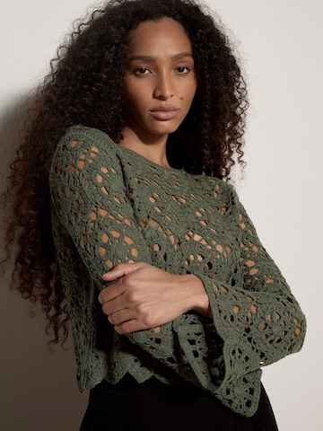 Apricot Boho Floral Cotton Crochet Top ' ' in Grün