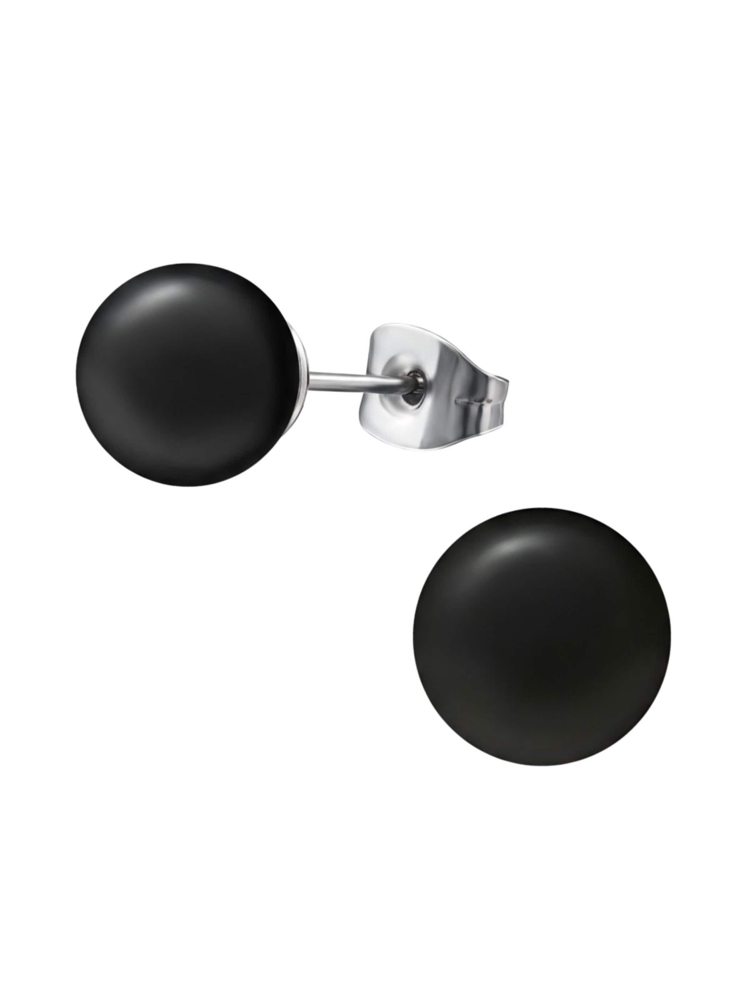 Maxte Earrings 'Ohrstecker aus Chirurgenstahl mit Synthetischer Perle 8 mm Hochglanzpoliert' in Black: front