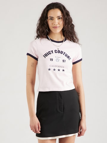 Juicy Couture Футболка 'The Arched Football Ringer' в Ярко-розовый: спереди