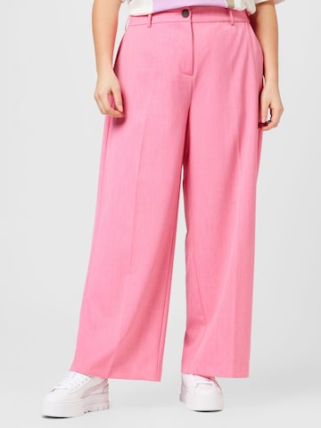 Wide Leg Pantalon à plis 'MILENA' Fransa Curve en rose : devant