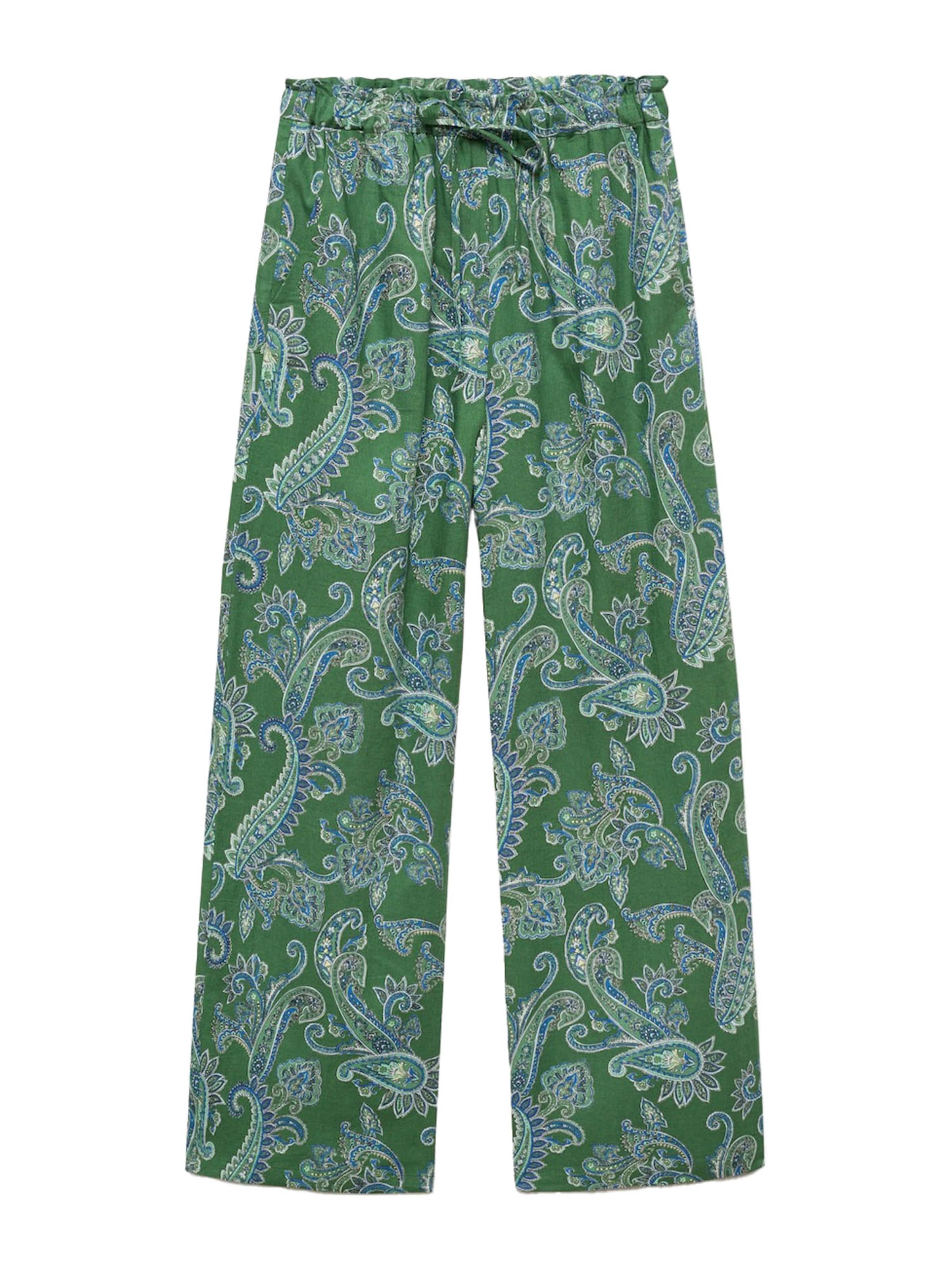 MANGO Wide leg Broek 'Mamba' in Groen: voorkant