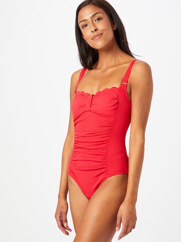 Hunkemöller Bustier Badeanzug 'Scallop Ocean' in Rot: predná strana