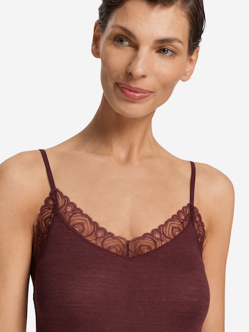 Hanro Spaghettitop ' Woolen Lace ' in Braun